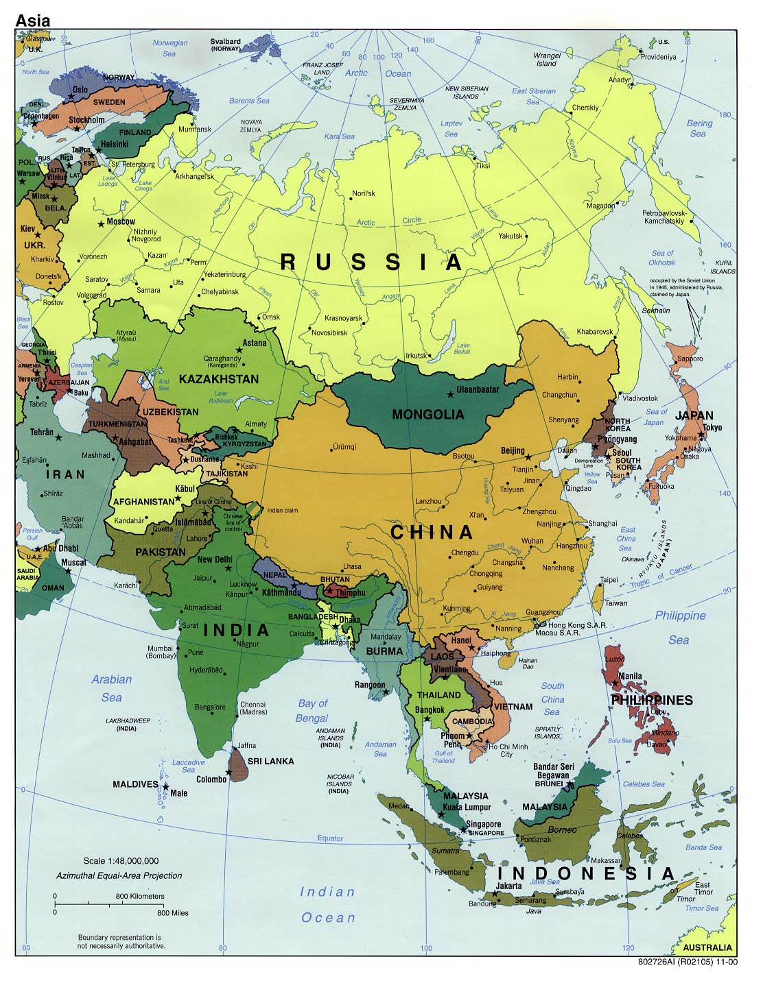 Politisk karta Asien 2000