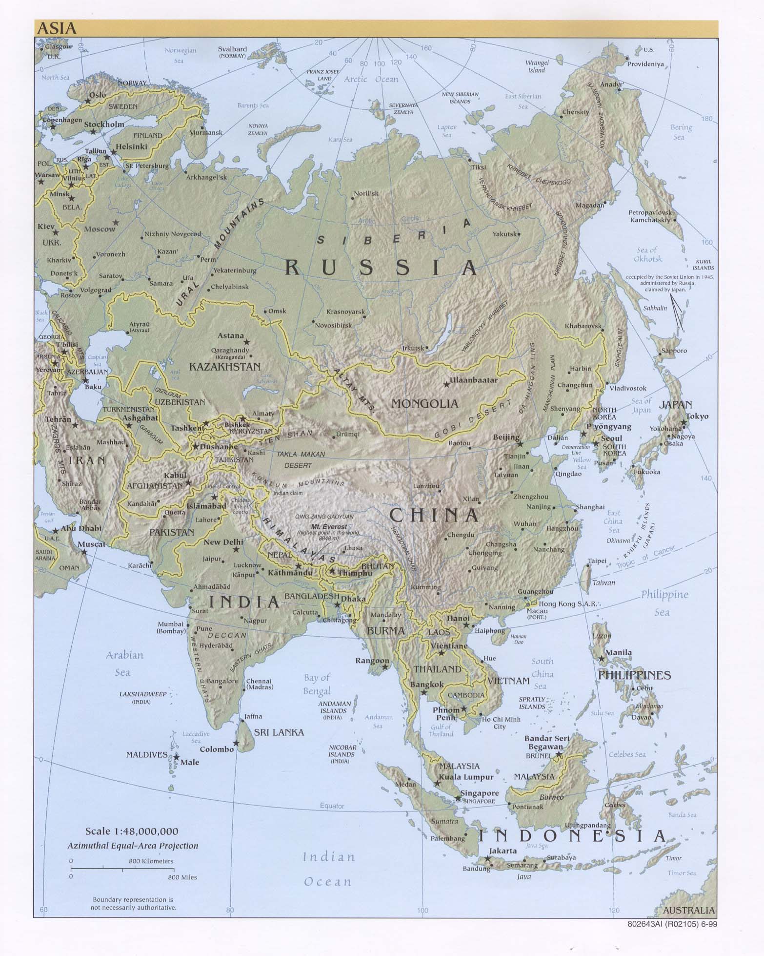 Terrängkarta Asien 2009